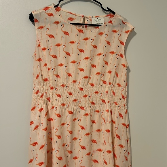 Kate Spade Flamingo Novelty Print 54% Silk Blend Dress Pockets Tropical Size 4 - Picture 1 of 8